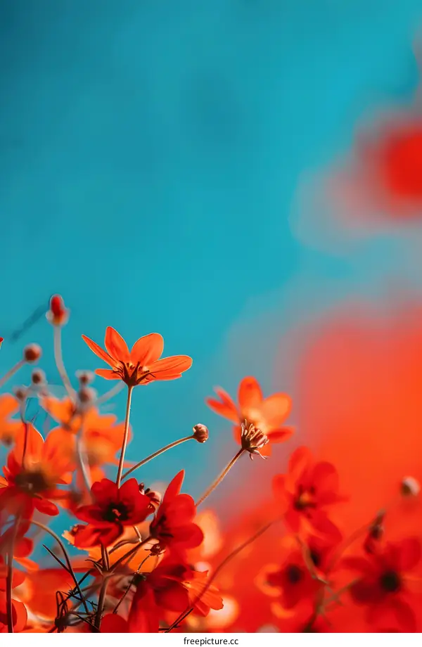Orange Flowers Against a Blue Sky