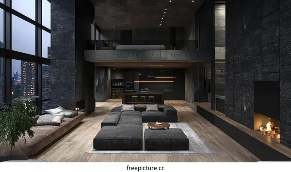 Modern Dark Luxury Loft Apartment Interior