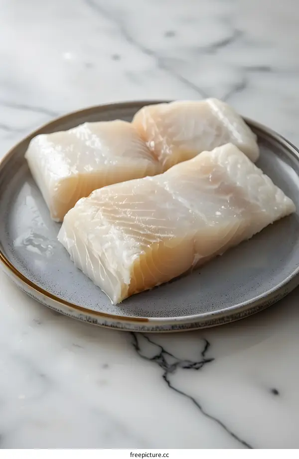 Fresh Raw Cod on a Plate