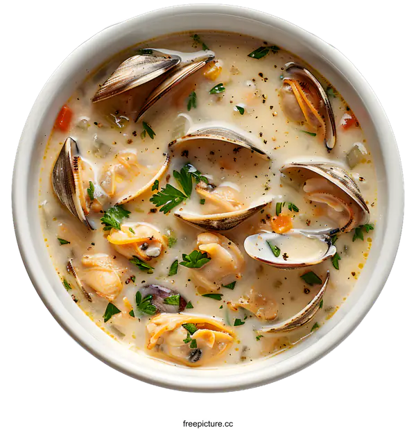 [Transparent Background PNG]Bowl of Clam Chowder Soup