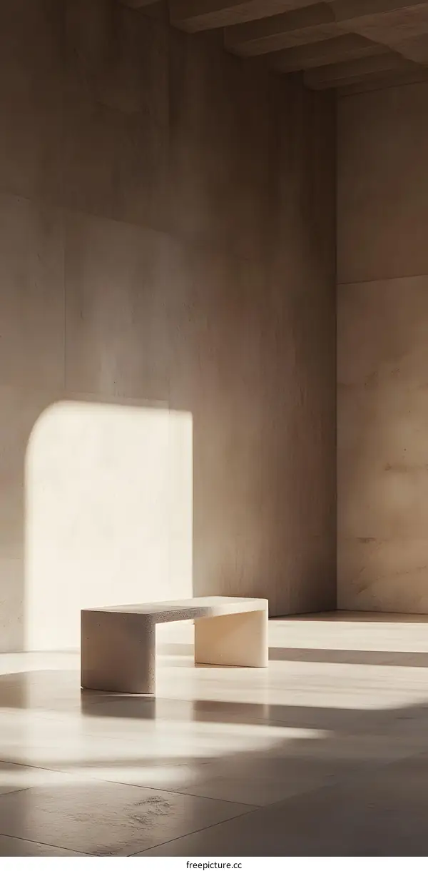 Minimalist Concrete Bench in Modern Interior Design