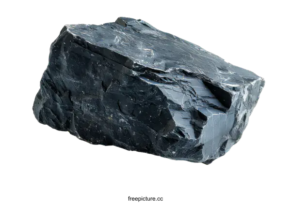 [Transparent Background PNG]A piece of dark gray shale isolated on a black background