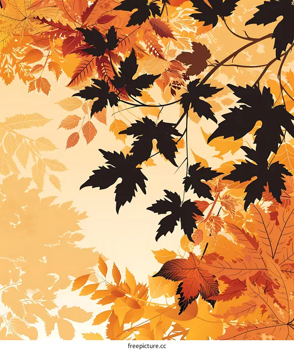Autumn Leaves Background With Yellow And Orange Foliage