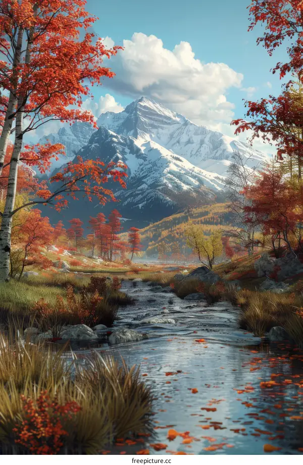 Autumn Splendor: Tranquil Mountain Stream