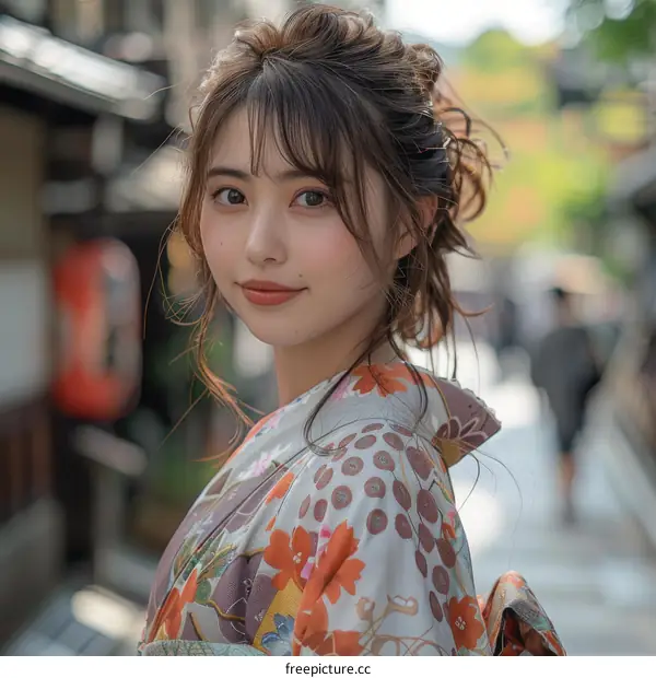 Asian Woman in Traditional Japanese Dress