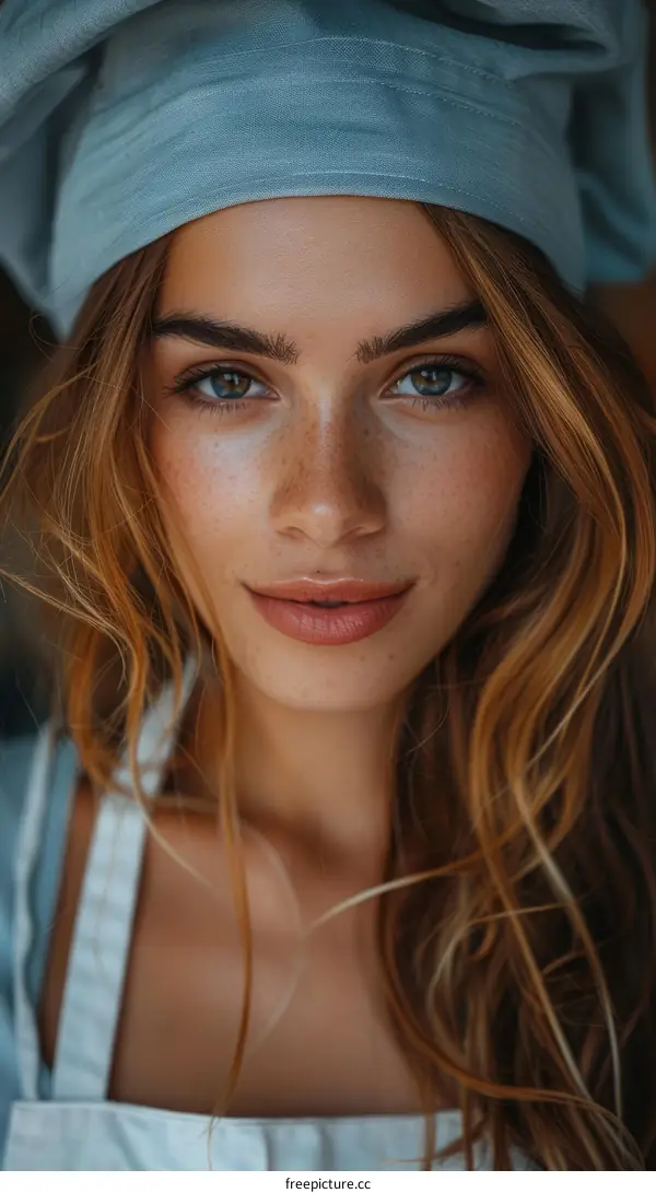 Portrait of a Young Woman in a Blue Headscarf