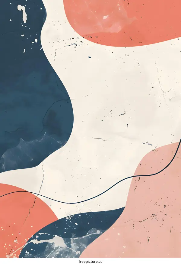 Abstract Minimalist Art Background with Blue Red and Pink Shapes