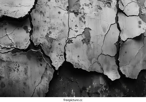 Black and white cracked concrete wall texture background