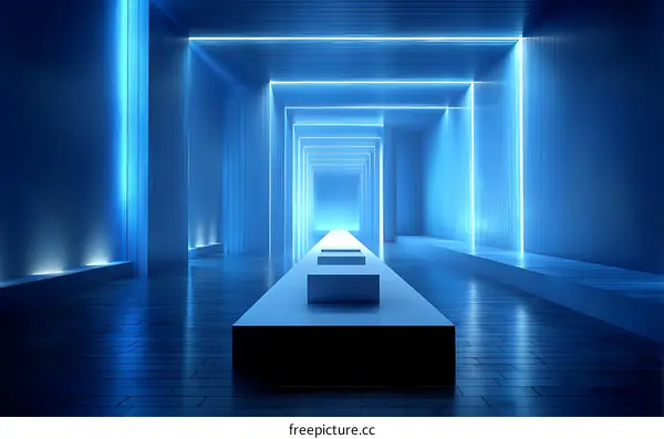 Neon Blue Futuristic Fashion Runway