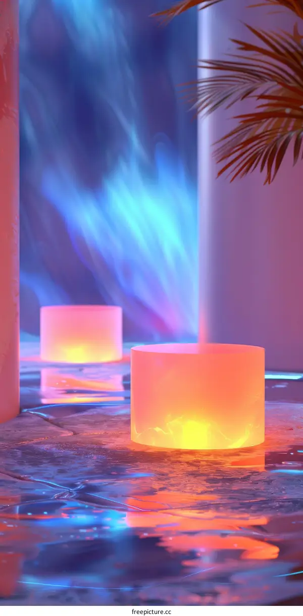 Neon Lights Abstract Reflective Cylinders