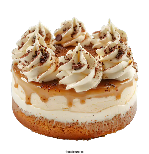 [Transparent Background PNG]A delicious cake with white cream and chocolate topping