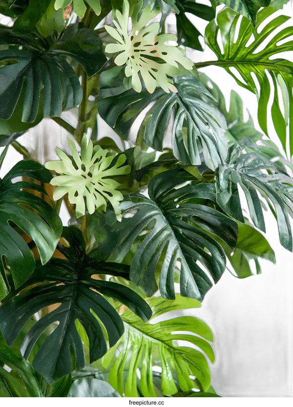 [Transparent Background PNG]Tropical Plant Close Up Image of Green Leaves with White Background