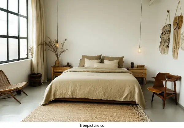 Modern Beige Bedroom Interior Design