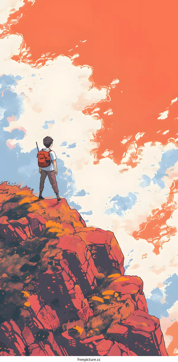 Man Standing on a Cliff Looking at the Clouds