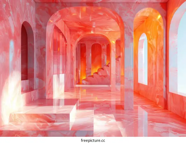 Pink Surreal Archway and Column Space