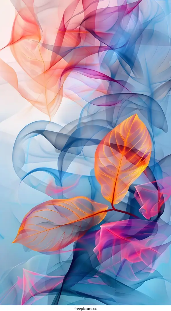 Abstract Artwork with Leaves and Swirls