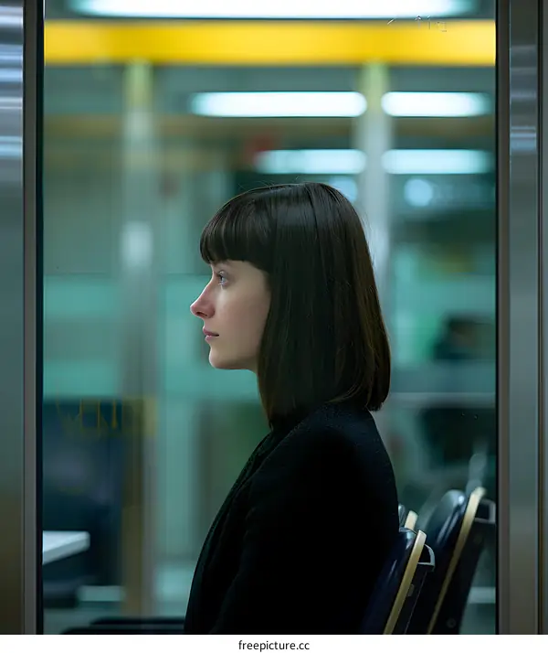 Woman Waiting in Airport Terminal