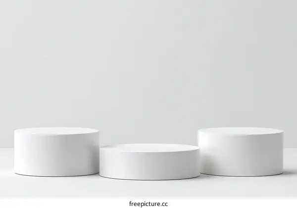 Minimalist White Cylindrical Podiums
