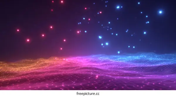 Abstract Digital Landscape with Light Particles