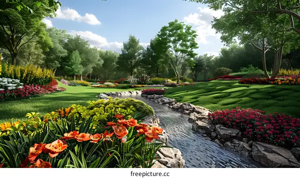 郁金香盛开的公园