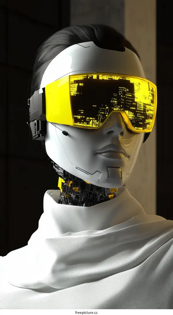 Futuristic Robot Woman with Glowing Glasses