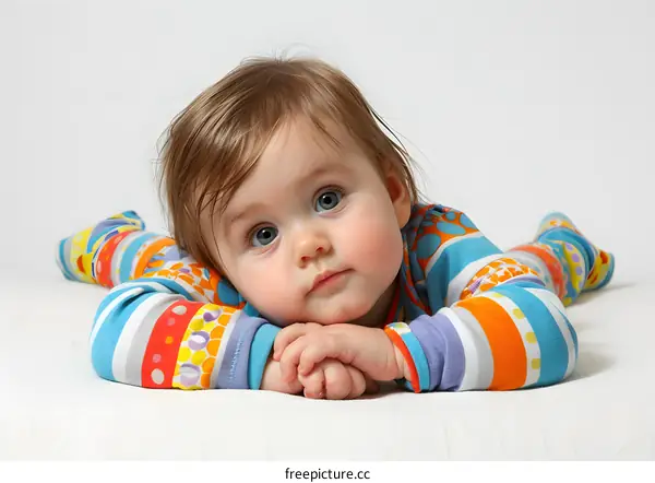 Baby lying on stomach