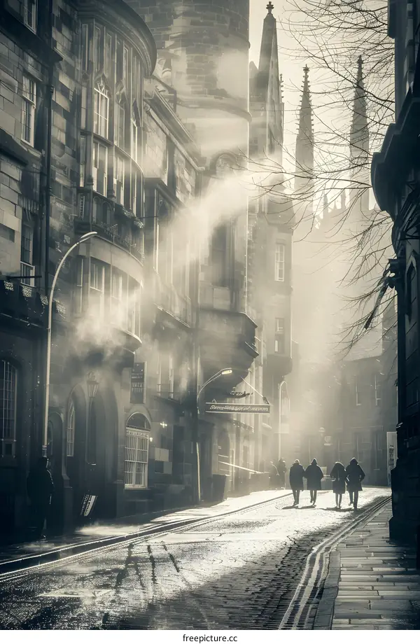 Foggy Street in a European City