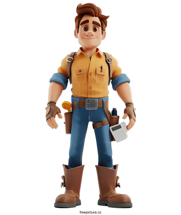 [Transparent Background PNG]Construction worker wearing tool belt