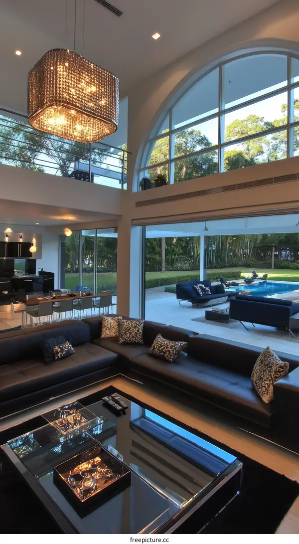 Modern Luxury Living Room with Large Windows