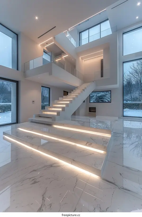 Bright and Airy Contemporary Staircase
