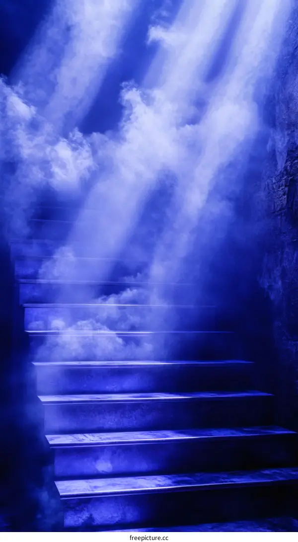 Mystical Blue Staircase Ascending to Light