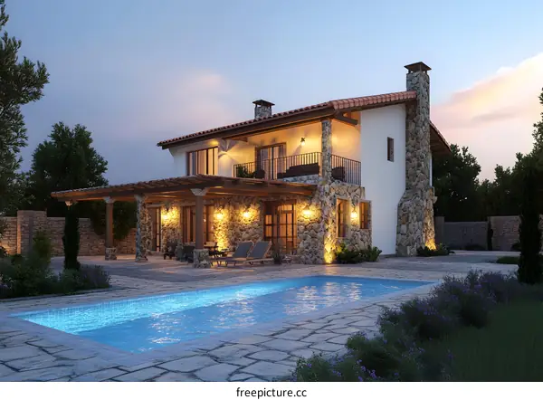 Modern House with Swimming Pool in Mediterranean Style