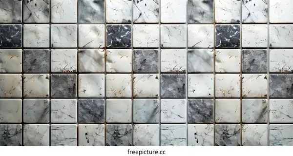 Grunge Black and White Marble Tiles Texture