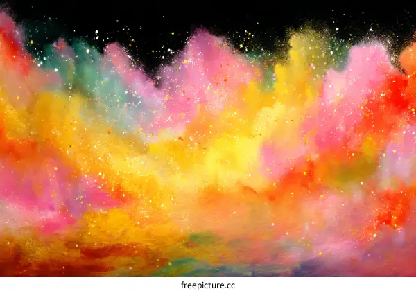 A Vibrant Explosion of Colorful Powder Against Black Night Sky
