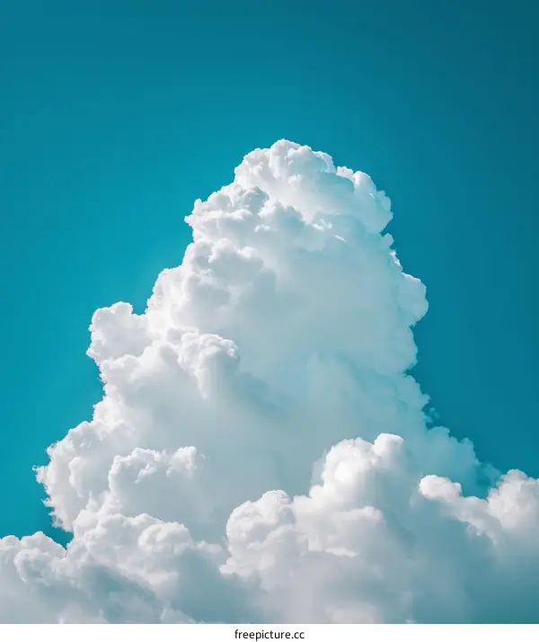 Fluffy White Cloud Floating in a Blue Sky
