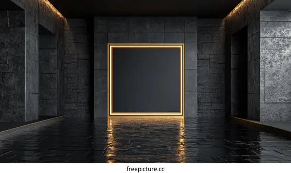 Modern Empty Stone Interior Space with Blank Display