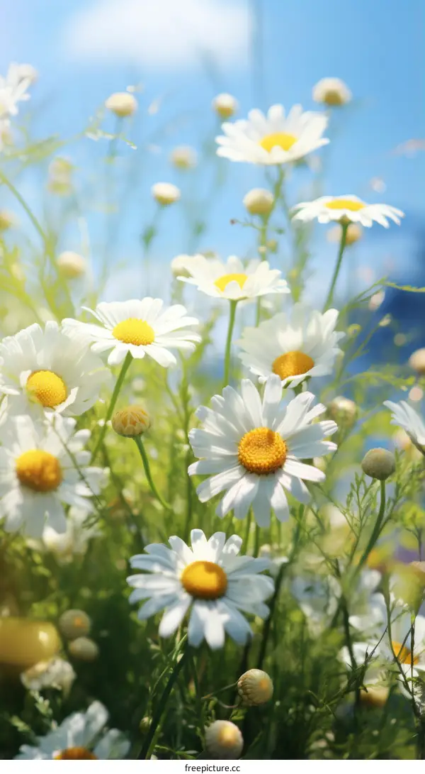 White Daisy Field in Bloom