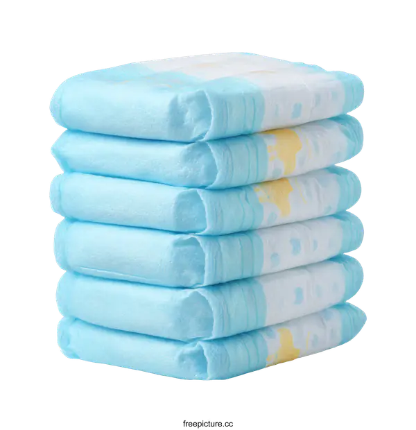 [Transparent Background PNG]Stack of Baby Diapers on White Background