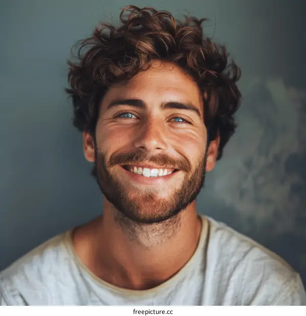 Smiling Caucasian Man Portrait Close Up