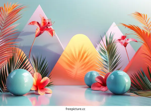 Colorful Tropical Floral Scene Design