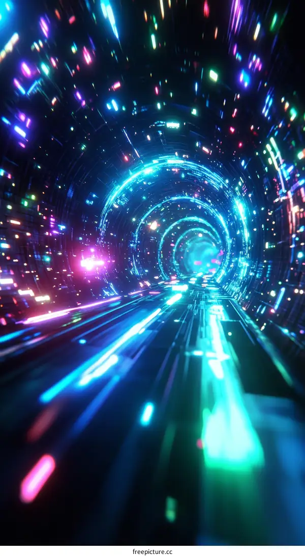 Abstract Futuristic Neon Tunnel