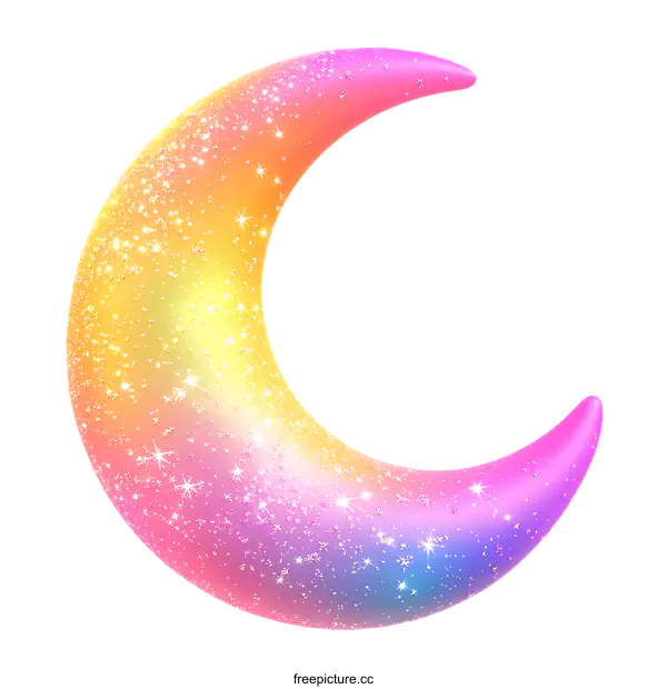 [Transparent Background PNG]Rainbow Moon Illustration for Background Design