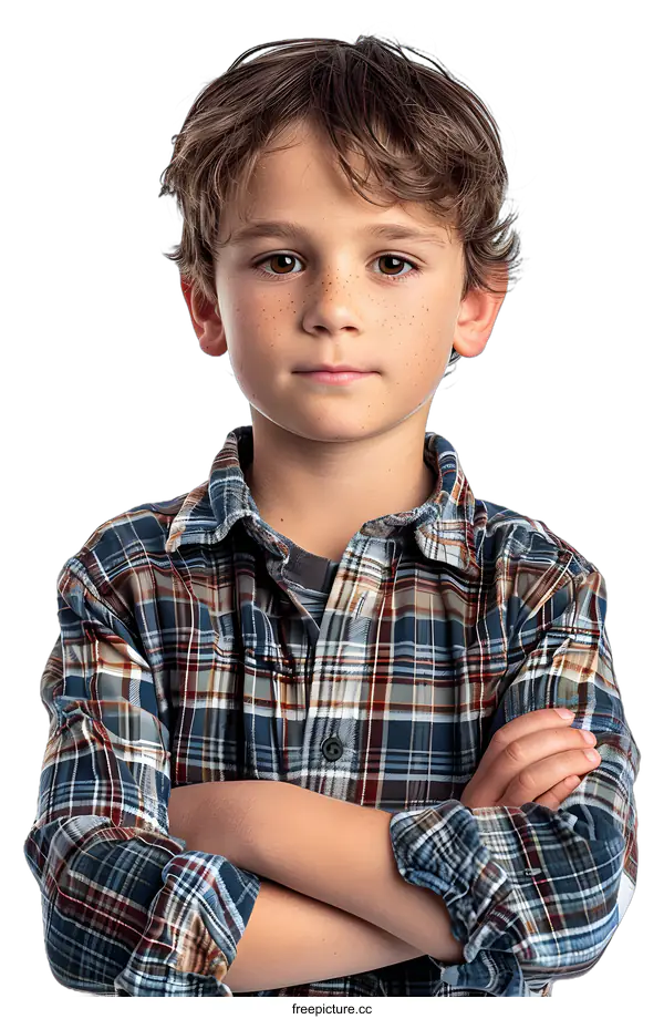 [Transparent Background PNG]Portrait of a boy with freckles