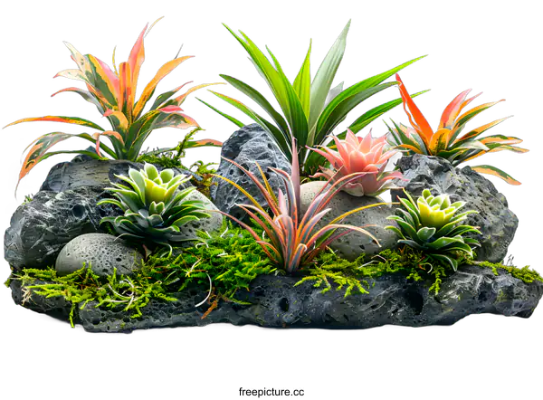 [Transparent Background PNG]Artificial plants in rocks