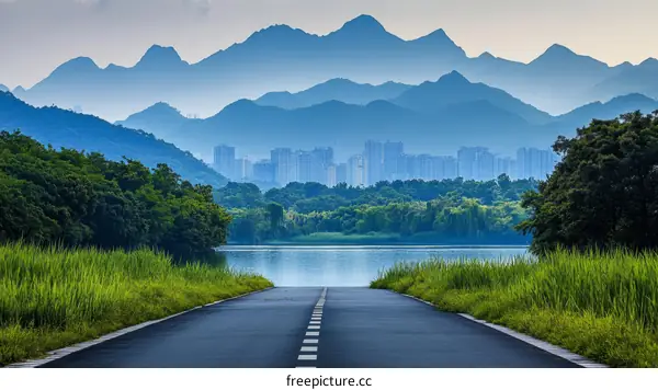 Mountain Cityscape Road Landscape Scenic View