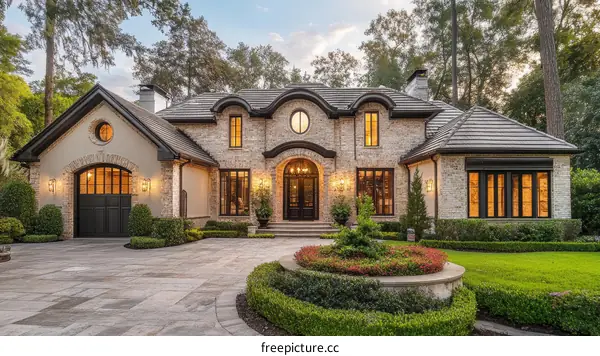 Beautiful Brick House Exterior with Lush Landscaping