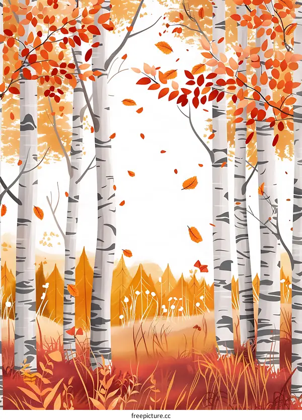 Autumn Trees with Orange and Red Leaves