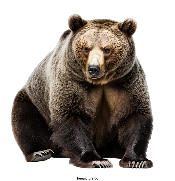 [Transparent Background PNG]Brown Bear Sitting on White Background