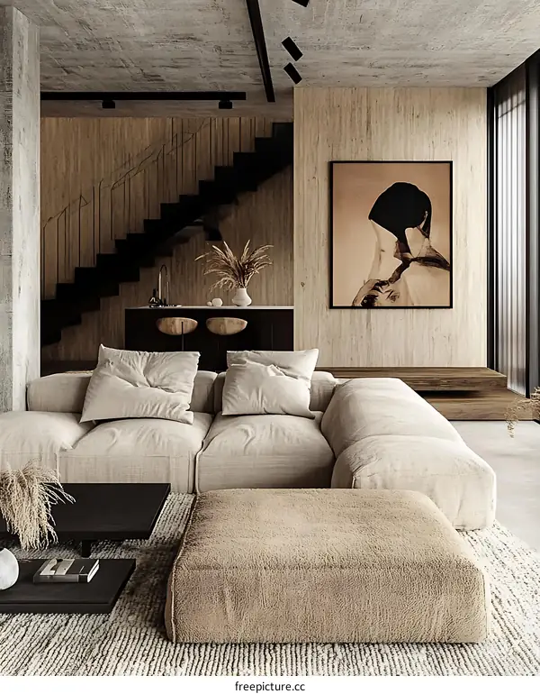 Modern Minimalist Living Room with Artwork
