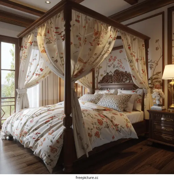 Elegant Canopy Bed in a Luxurious Bedroom